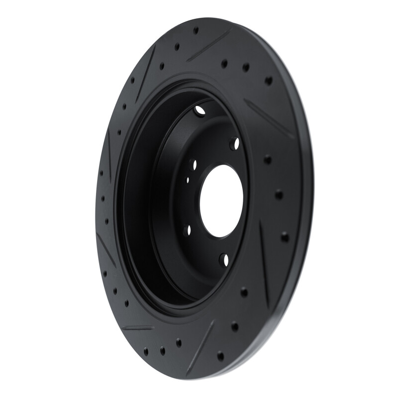 Genesis G80 Brake Rotor (1) - Rear Right - R1 Concepts - Drilled & Slotted - Black - `09-`20